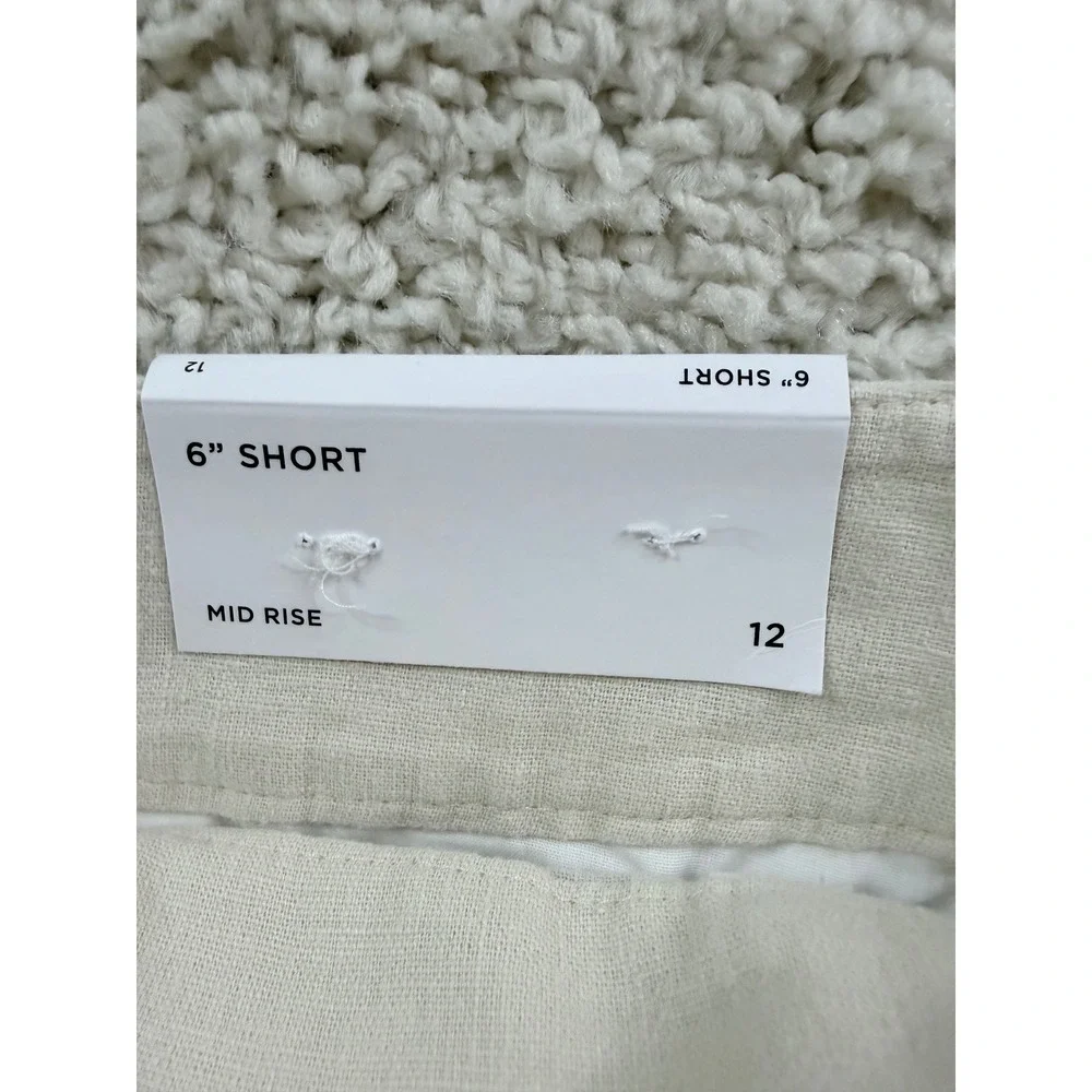 Loft Outlet Shorts Women 12 Beige New Mid Rise‎ 6 Inch Inseam Linen Blend